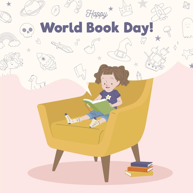 Free vector hand drawn world book day illustration