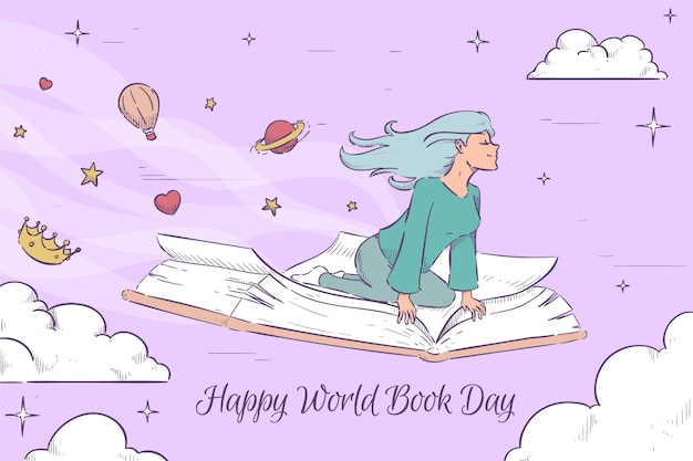 Free vector hand drawn world book day illustration