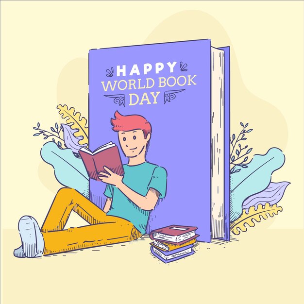 Hand drawn world book day illustration