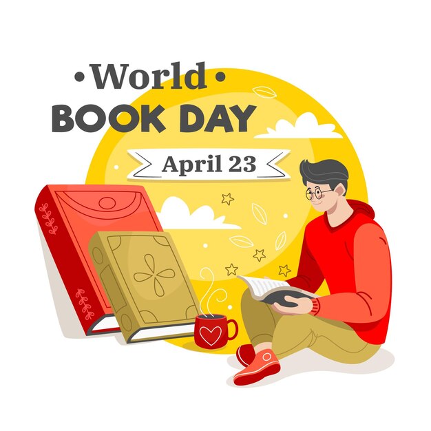 Hand drawn world book day illustration