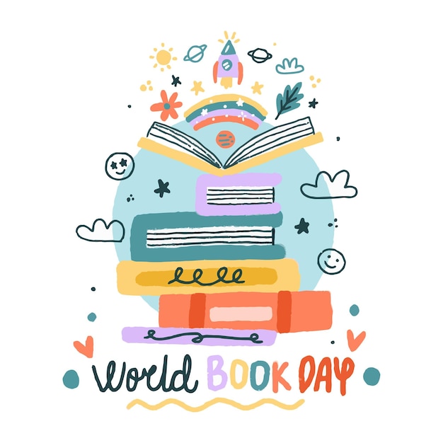 Free vector hand drawn world book day illustration