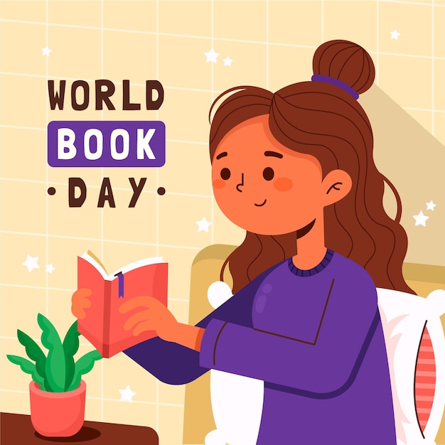 Hand drawn world book day illustration
