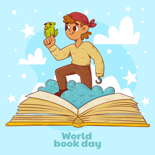 Free vector hand drawn world book day illustration