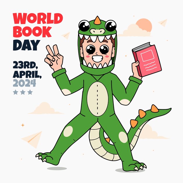 Free vector hand drawn world book day illustration