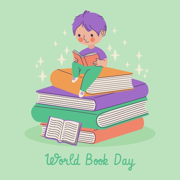 Free vector hand drawn world book day illustration