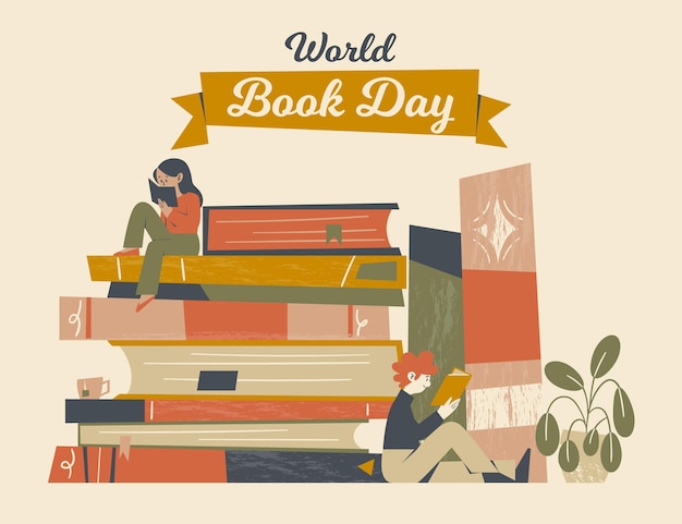 Free vector hand drawn world book day illustration