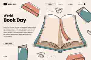 Free vector hand drawn world book day landing page template