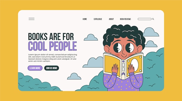 Hand drawn world book day landing page template