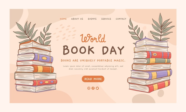 Free vector hand drawn world book day landing page template