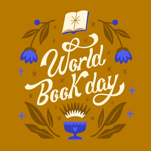 Free vector hand drawn world book day lettering