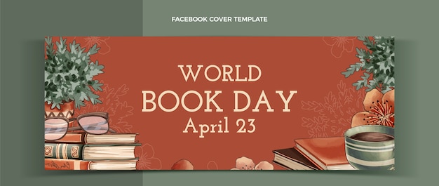 Free vector hand drawn world book day social media cover template