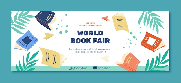 Hand drawn world book day social media cover template