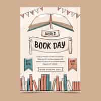 Free vector hand drawn world book day vertical poster template