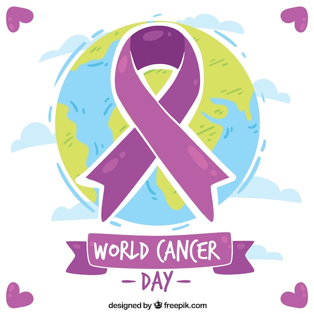 Free vector hand drawn world cancer day background