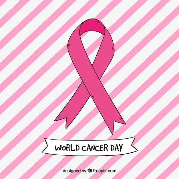 Hand drawn world cancer day design with diagonal stripes