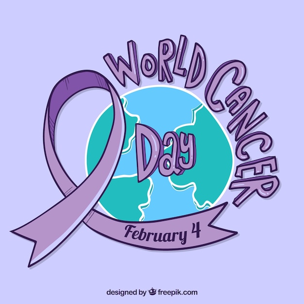 Free vector hand drawn world cancer day design with earth