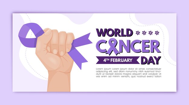 Hand drawn world cancer day horizontal banner