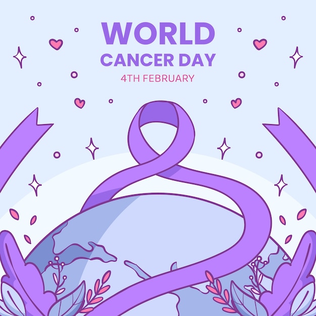 Нарисованная рукой иллюстрация всемирного дня борьбы с раком