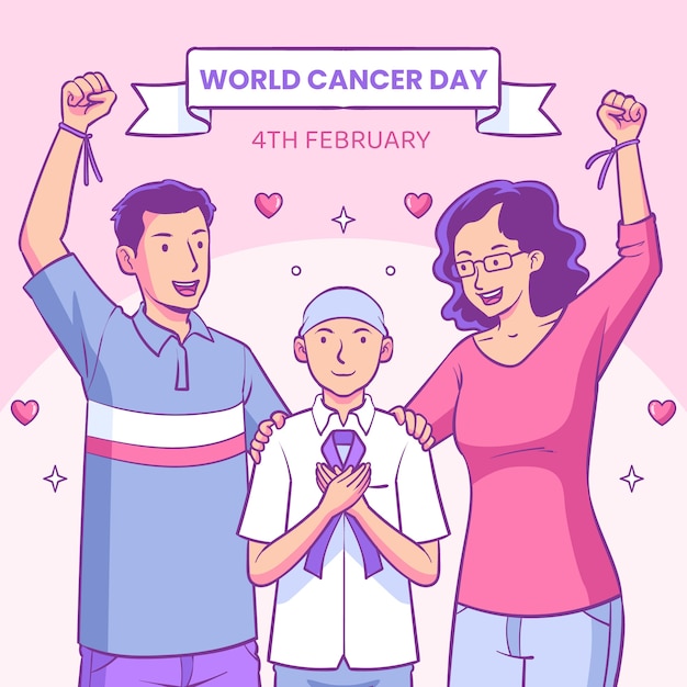 Hand drawn world cancer day illustration