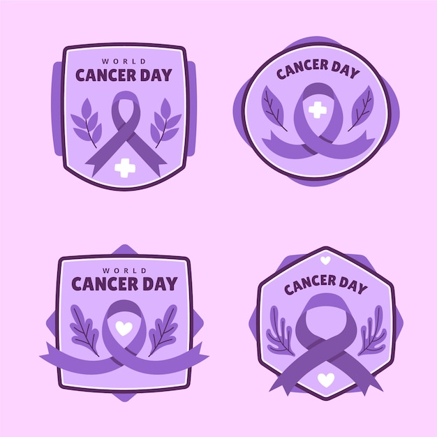 Free Vector hand drawn world cancer day labels collection