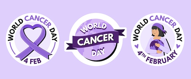 Free vector hand drawn world cancer day labels collection