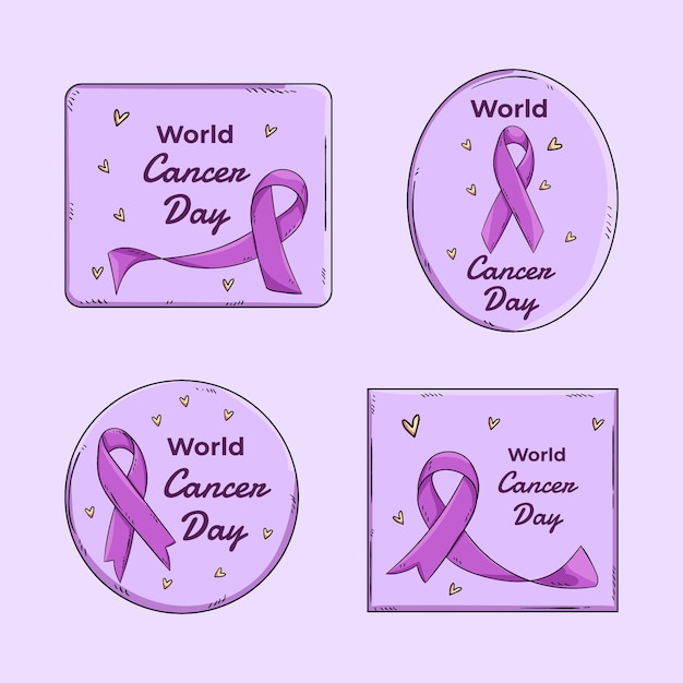 Коллекция наклеек всемирного дня борьбы с раком
