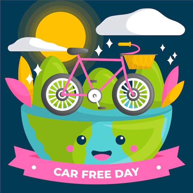 Hand drawn world car free day concept