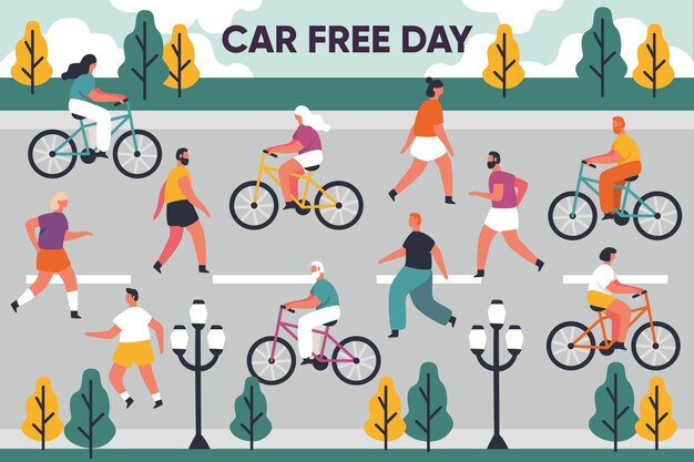 Hand drawn world car free day illustration