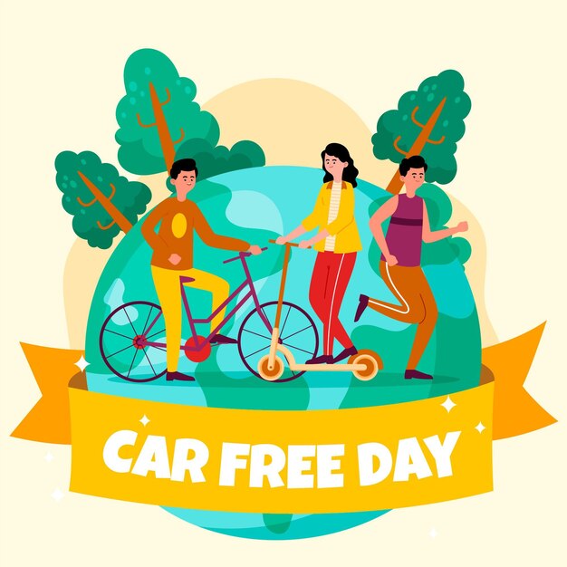 Hand drawn world car free day