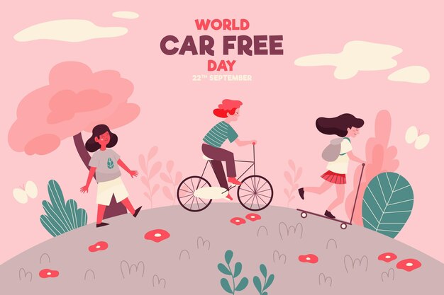 Hand drawn world car free day