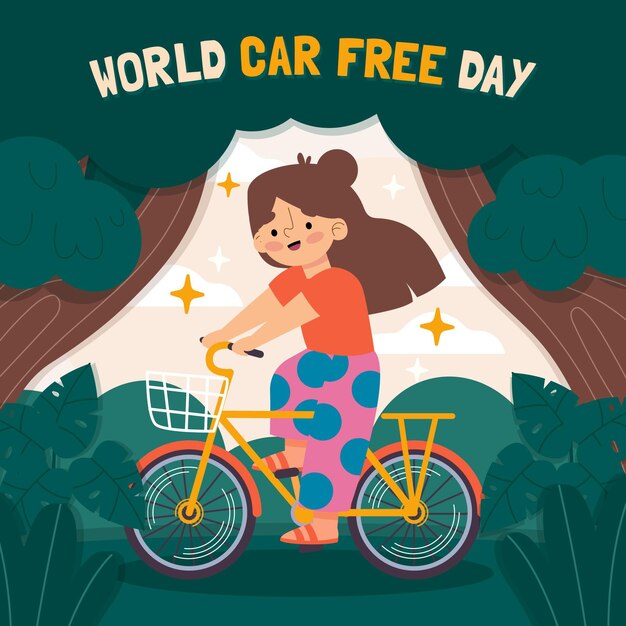 Hand drawn world car free day