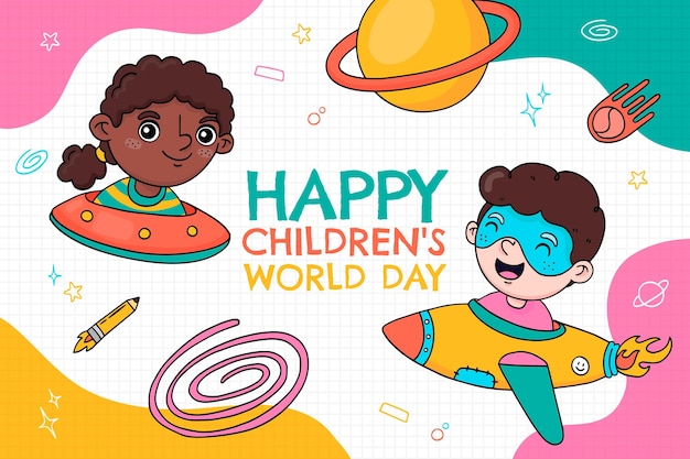 Free vector hand drawn world children's day background