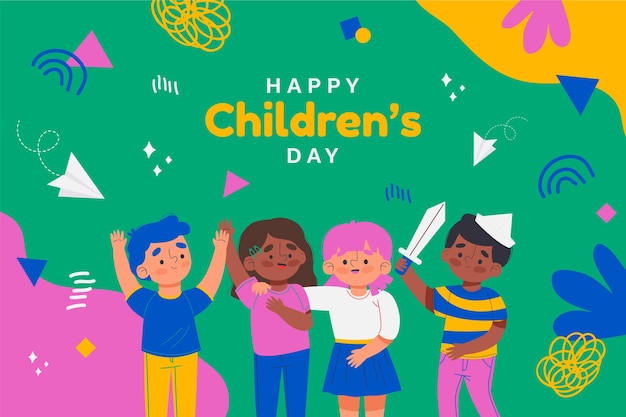 Hand drawn world children's day background