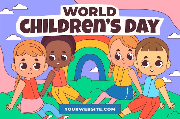 Vettore gratuito sfondo della giornata mondiale dei bambini disegnati a mano