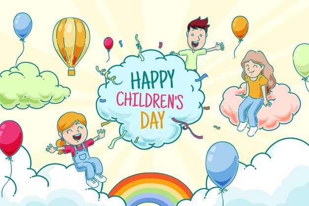 Hand drawn world children's day background