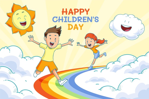 Free vector hand drawn world children's day background