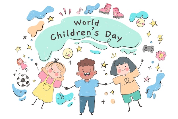 Free vector hand drawn world children's day background