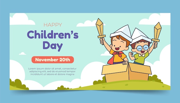 Hand drawn world children's day banner template