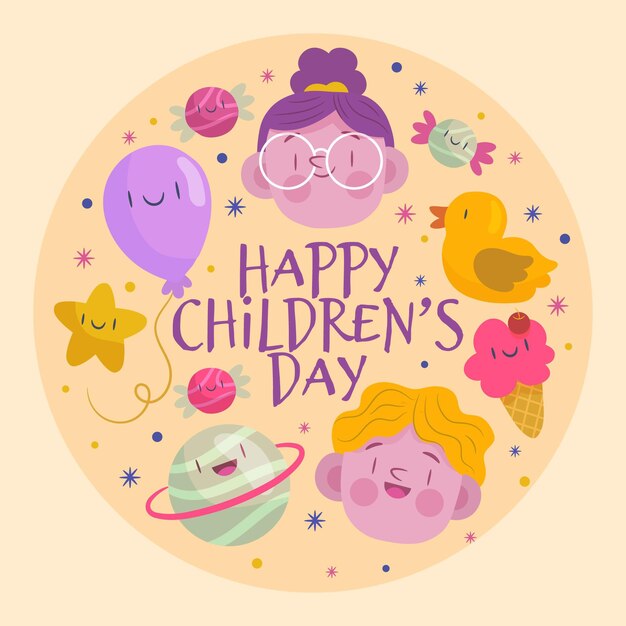 Hand drawn world children's day illustration