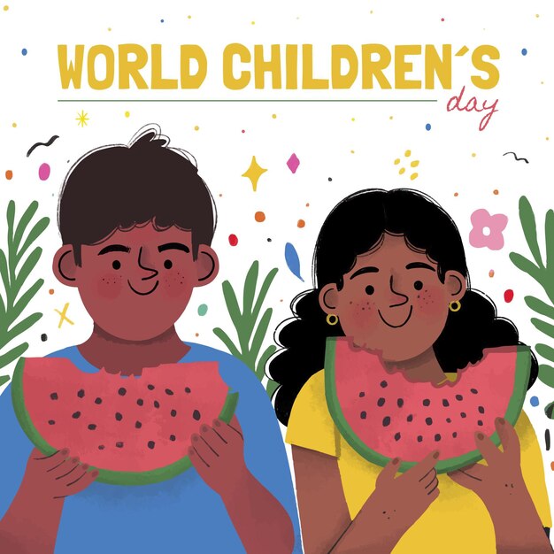 Hand drawn world children's day illustration