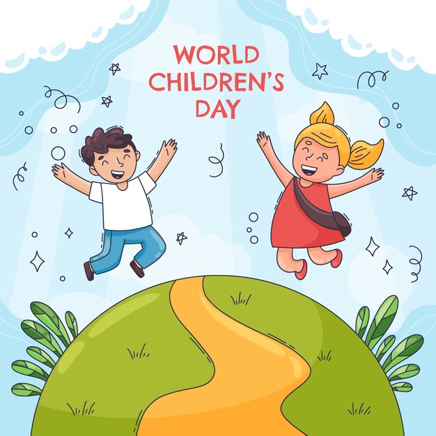 Hand drawn world children's day illustration