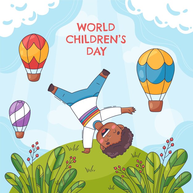 Hand drawn world children's day illustration