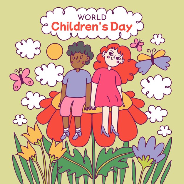 Hand drawn world children's day illustration