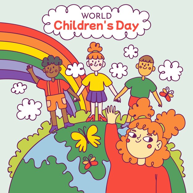 Hand drawn world children's day illustration