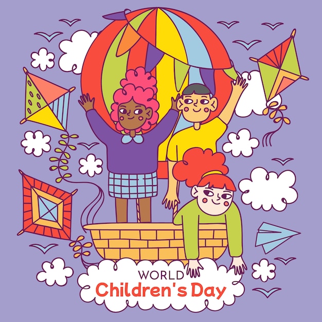 Free vector hand drawn world children's day illustration