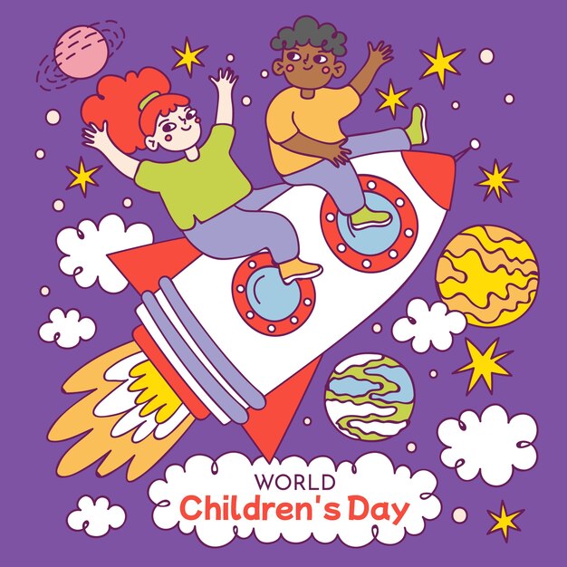 Hand drawn world children's day illustration