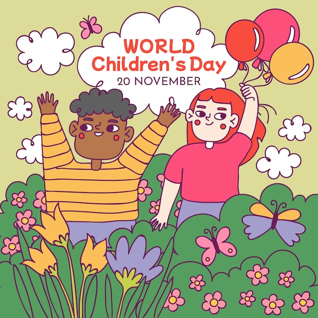 Hand drawn world children's day illustration