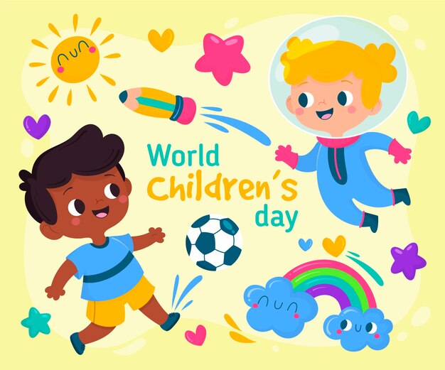 Hand drawn world children's day illustration