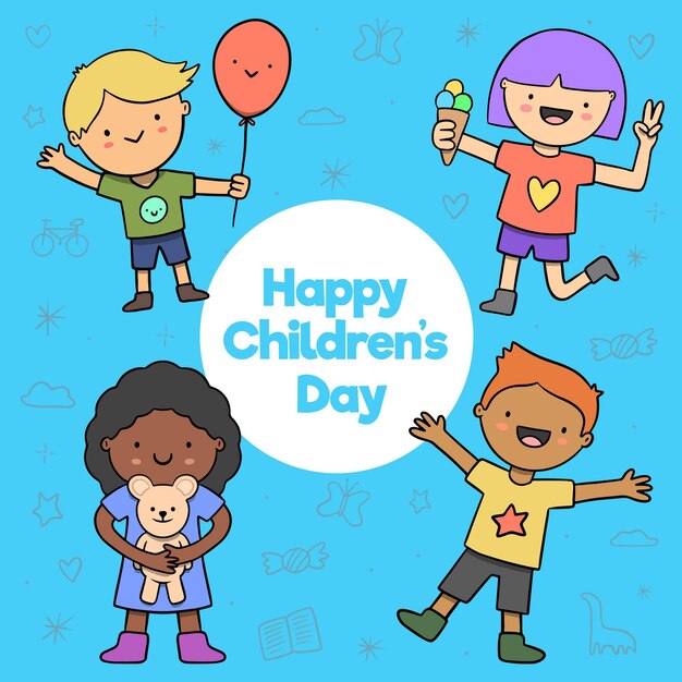 Hand drawn world children's day