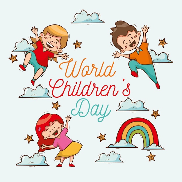 Hand drawn world childrens day concept